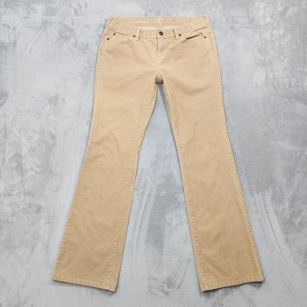 LOFT Pants Womens 10 Beige Corduroy Modern Boot Bootcut Khakis Casual Stretch